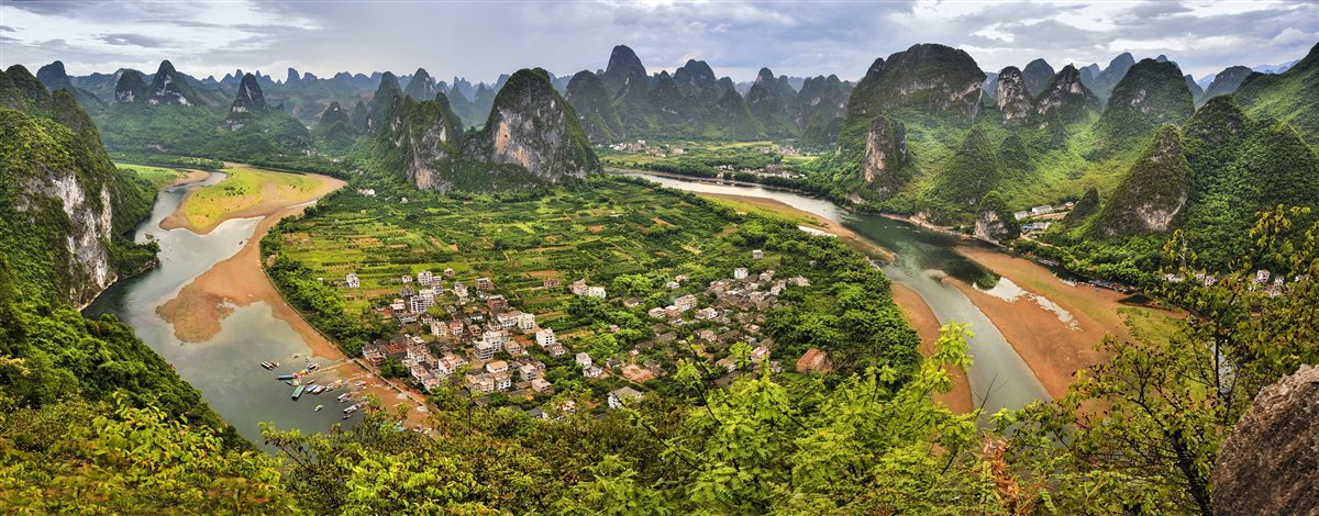 Karst mountains along the Li River near Guilin, China